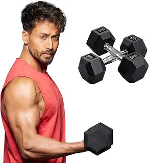 SLOVICDumbbell Set 10 KG (5 KG x 2) | Hexa Dumbbells Set for Home Workout | 5 KG Dumbbells Pair for Exercise | Gym Equipment for Home Workout | Anti Skid Rubber Dumbbell Black
