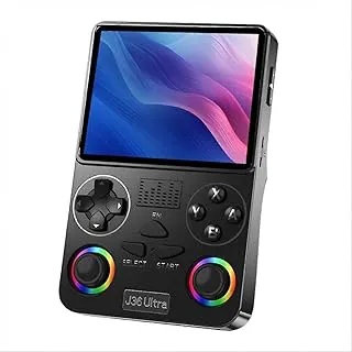 LEROKAS J36 Ultra Handheld Gaming Console, 3.5 Inch IPS HD Display, 64 GB, 30,000+ Games, RGB Joystick Lighting, Rechargeable Battery, Black
