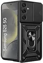 TheGiftKart Tough Armor Bumper Back Cover Case for Samsung Galaxy S25 5G | Sliding Camera Cover, Kickstand & Ring Holder | 360 Degree Protection Back Cover Case for Samsung S25 5G (PC & TPU, Black)