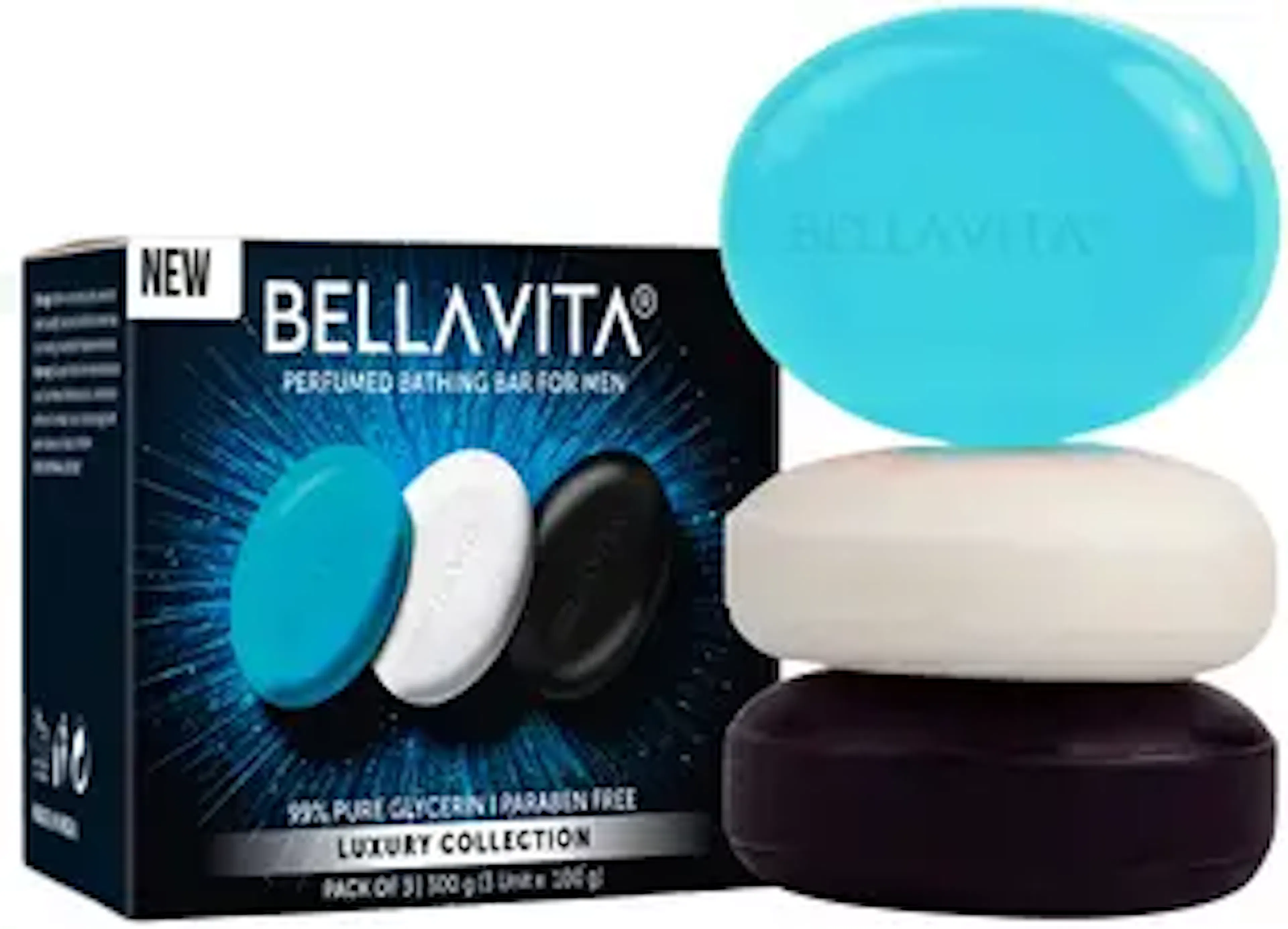 BELLAVITA Perfumed Bathing Soap Bar For Men|3X100gm|Helps in Relaxing & Cleansing Skin|