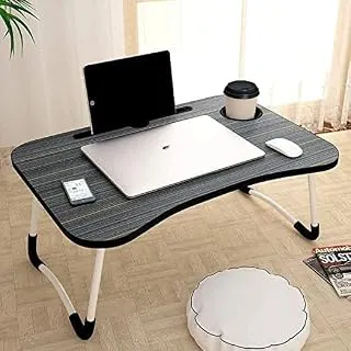 eumqestoer Study Table Bed Table Premium Laptop Table/Foldable and Portable Wooden/Writing Desk for Office/Home/School (Black)