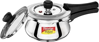 Prestige Deluxe Alpha Svachh Stainless Steel Pressure Cooker 1.5L With Glass Lid (With Deep Lid For Spillage Control )