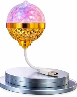DERIKO USB Rotating Disco Light RGB LED Party Light | Mini Crystal Ball DJ Light with USB Plug | Color Changing 360° Rotating Stage Light for Car, Room, Birthday, Home Party Decoration