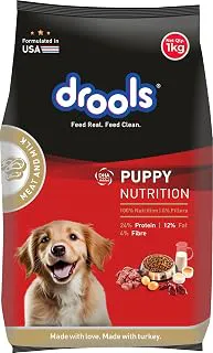 Drools Puppy Dry Dog Food 1kg | Meat and Milk Flavour | Supports Healthy Brain Development and Cognitive Function | Antioxidants | Chelated Minerals | Better Bioavailability of Minerals