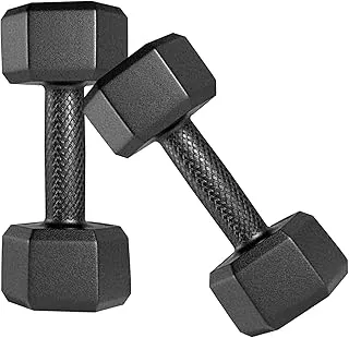 Amazon Brand - SymactivePVC 8 Kg Fixed Dumbbells Set for Full Body Workout (Set of 2, 4 Kg) | Black
