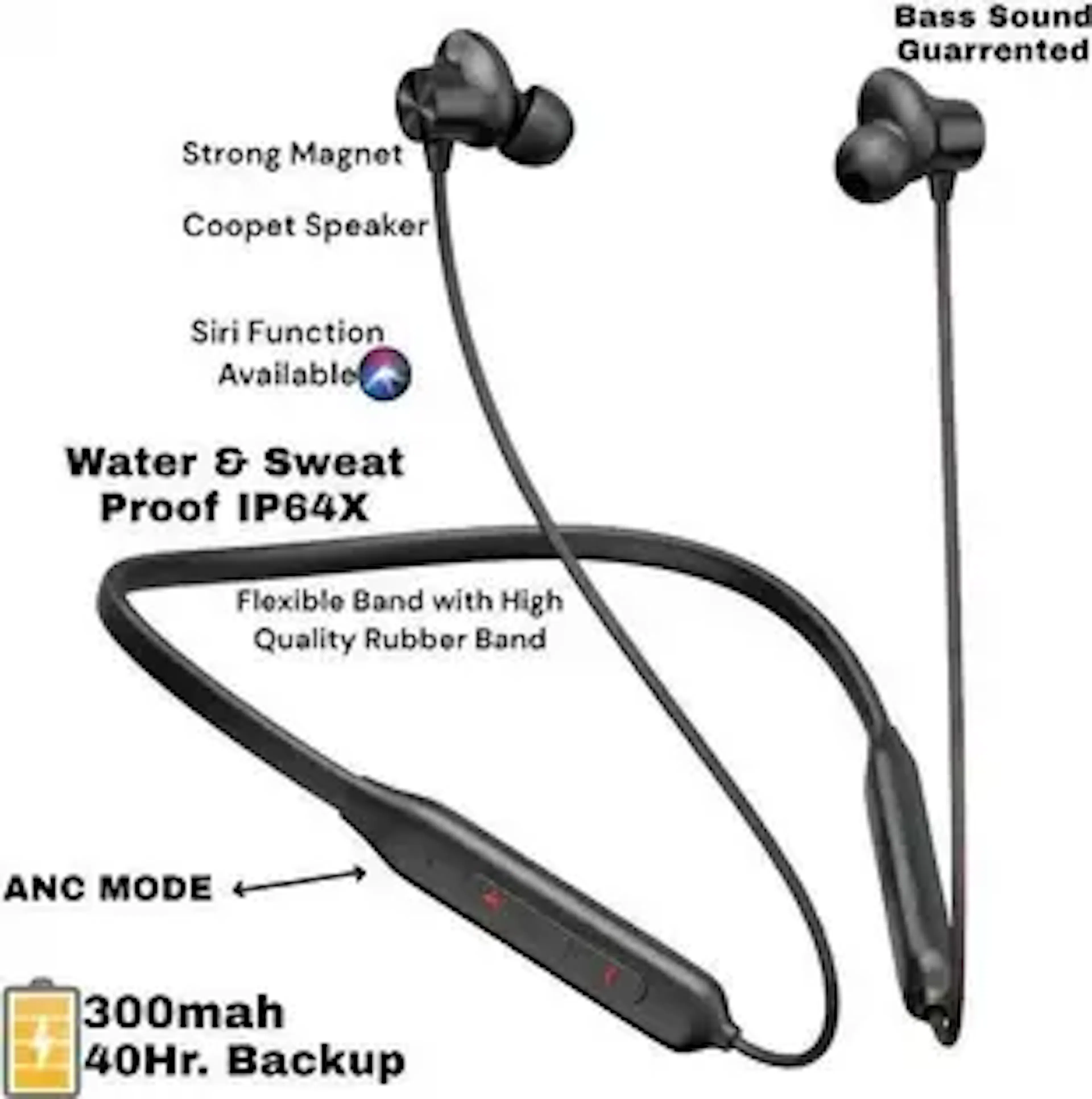 DAYNEO MAGNETIC POWER OFF/ON 48Hr Playtime Headphone Neckband Bluetooth