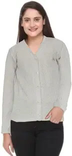 NIRMALA FASHIONS Solid V Neck Casual Women Grey Sweater