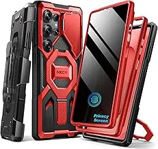 TongateMagnetic Stand for Samsung Galaxy S25 Ultra Case with Privacy Screen Protector, [Compatible with Magsafe] [Military Drop Protection] S25 Ultra Case with Camera Cover & Belt Clip, Red Privacy