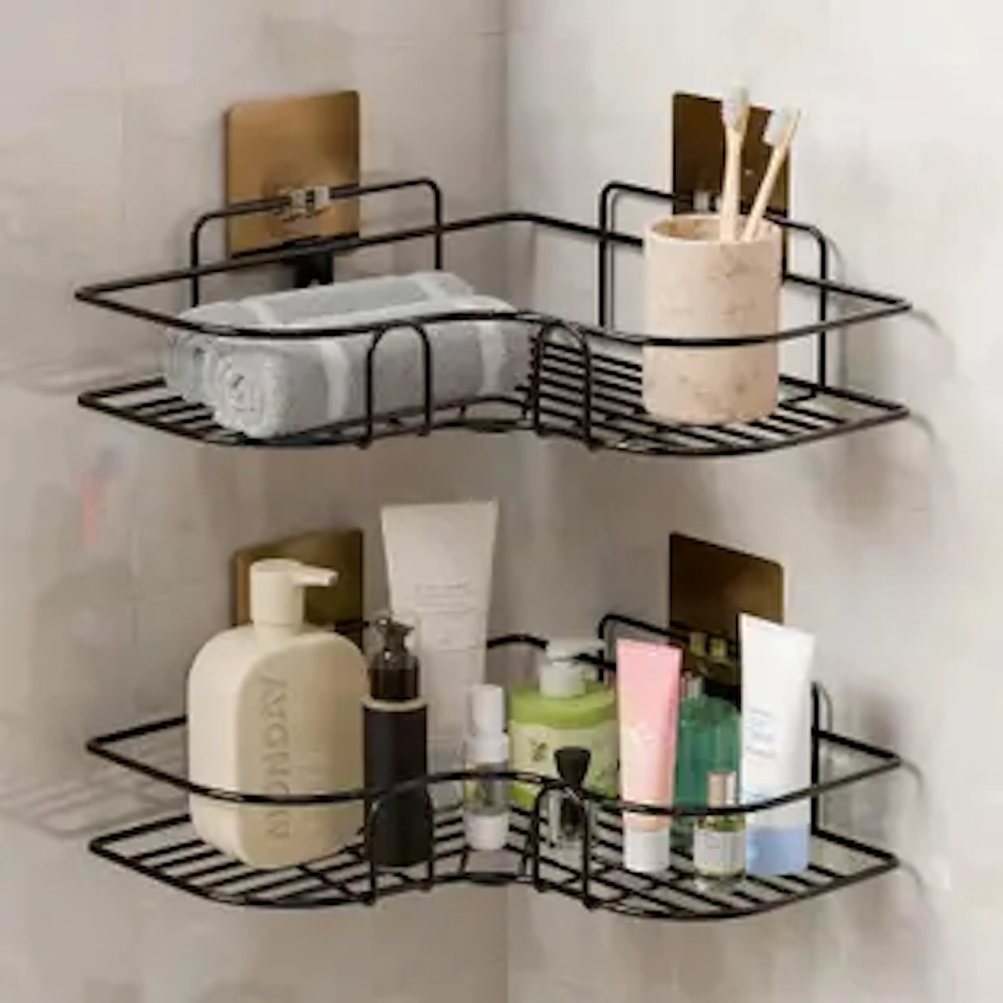 Zenzone Wall Mount Bathroom Corner and Soap Rack for Home and Kitchen. Adhesive Sticker