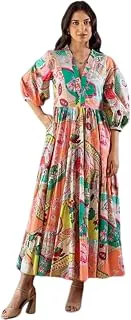 GRECIILOOKSWomen Dress | Elegant V Neck Casual Western Dresses | Women's Printed Maxi Dress | Floral Printed Dress for Womens | Trendy Vacation, Party & Beach Outfit