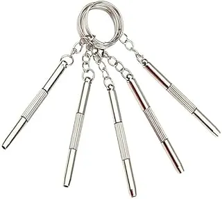 4 Pc's Compact Pocket Mini DIY Screwdriver Kit with Keychain for Eyeglass, Sunglass, Watch, Jewellery, Electronics, Toy Repair Kit Kids/Adults (Pack of 4), Silver