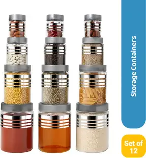 Flipkart SmarBuy Plastic Utility Container - 1200 ml, 650 ml, 350 ml, 250 ml