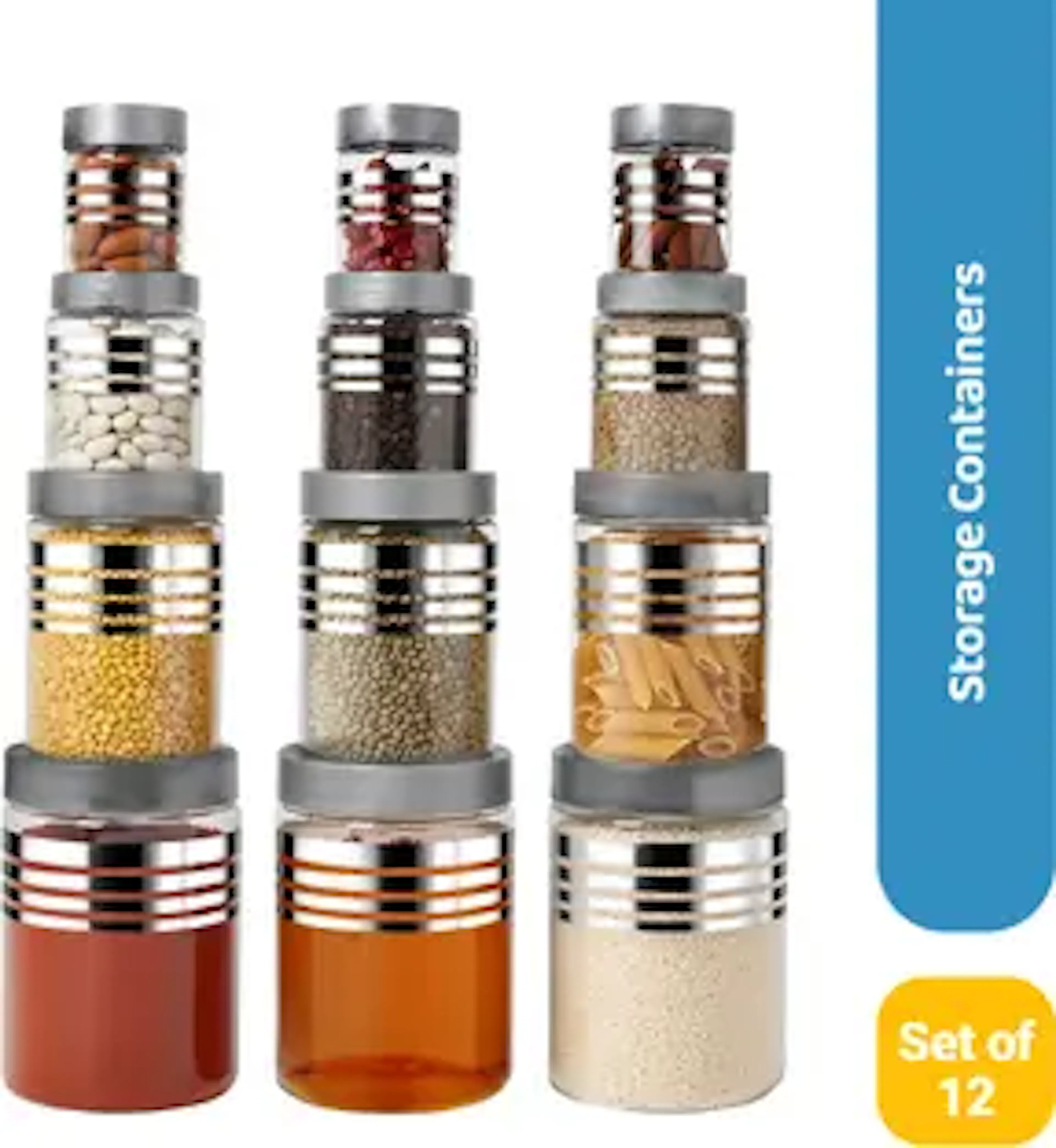 Flipkart SmarBuy Plastic Utility Container - 1200 ml, 650 ml, 350 ml, 250 ml