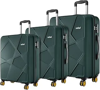 SafariPentagon Pro 8 Wheels Set of 3 (Cabin + Medium + Large) Trolley Bags, Hard Case Polypropylene, 360º Wheeling Suitcase/Luggage for Travel, Dusk Green| Spinner Wheel