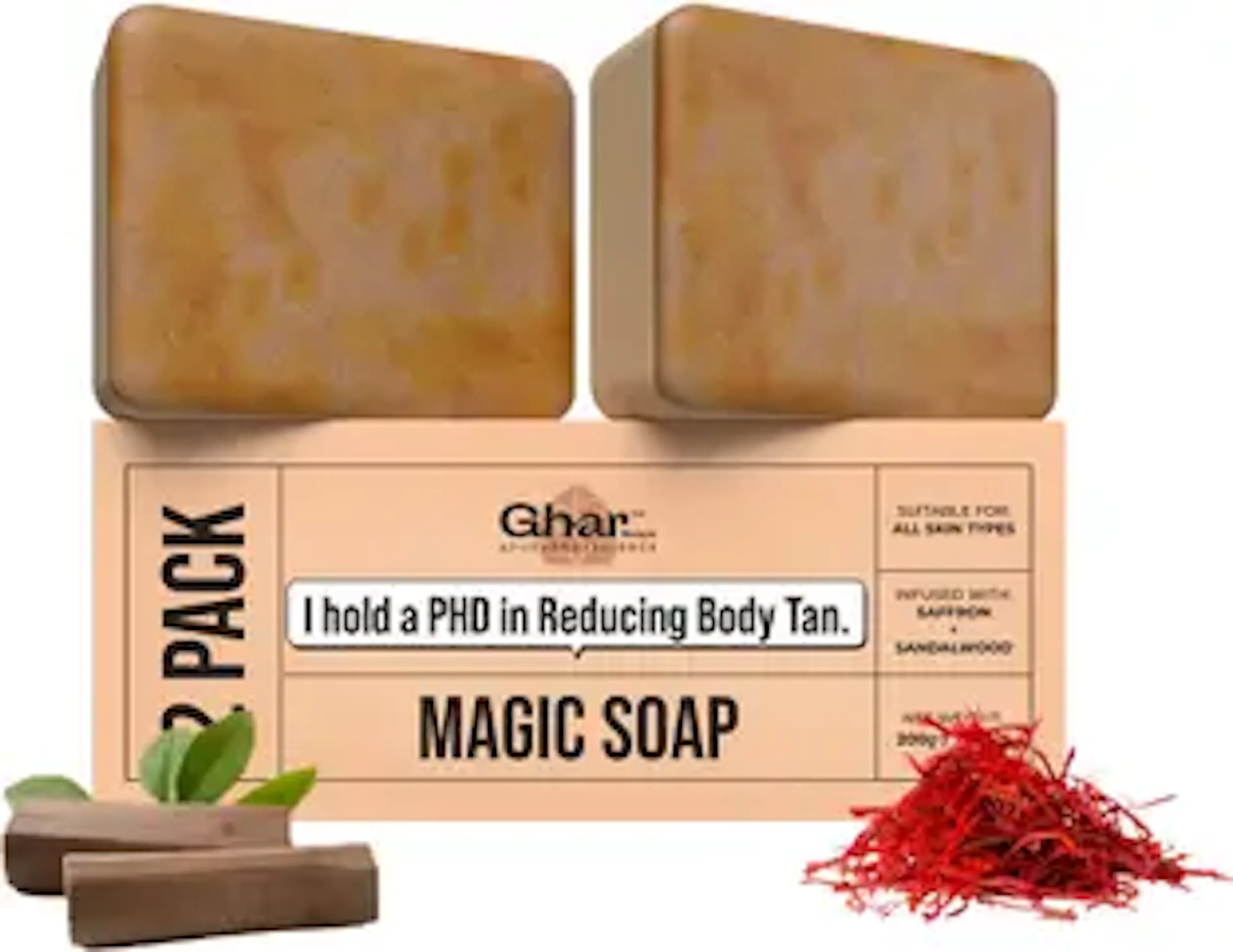 Ghar Soaps Sandal Wood And Saffron Soap For Glowing & Refreshing Skin