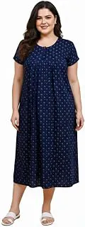 OnekbhaloWomen Cotton Night Dress Printed Culf Length Night Gown Short Nighty