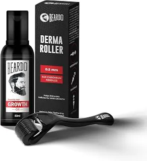 BEARDOBeard & Hair Growth Oil 50ml & Derma Roller For Hair Growth 0.5 mm| Dermaroller | For Thicker & Longer Beard | Uneven, Patchy & Fast Beard Growth | For Stronger & Fuller Beard Hair Hair Growth