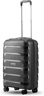 SNITCHLayer Cabin Size Black Polypropylene Hard Travel Suitcase - Trolley Bag Small & Luggage with 8 Wheels, Premium Lock, Wet & Dry Pouch & Free Shoe Bag