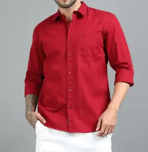 Tom Mackler Men Solid Casual Red Shirt