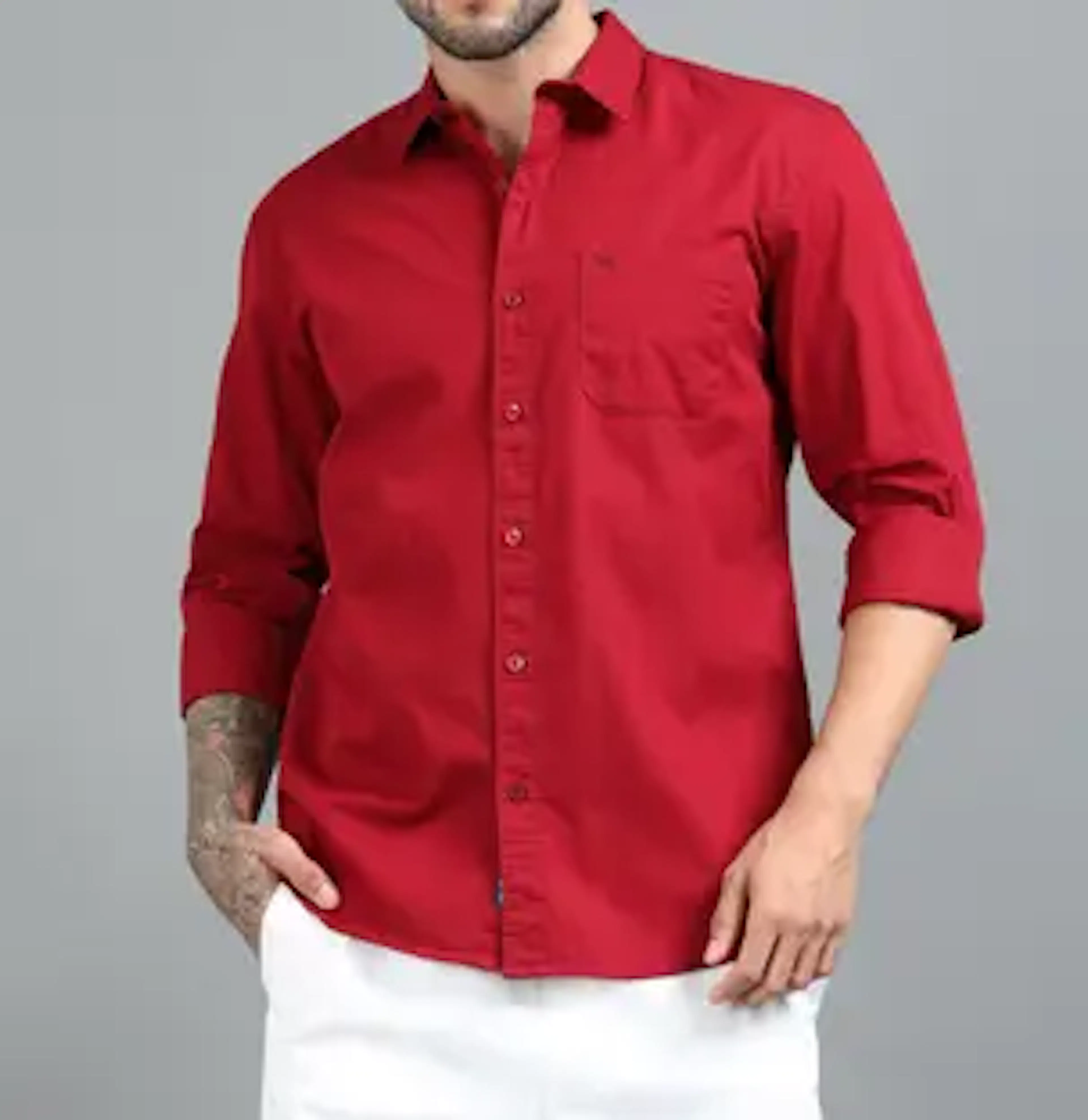 Tom Mackler Men Solid Casual Red Shirt