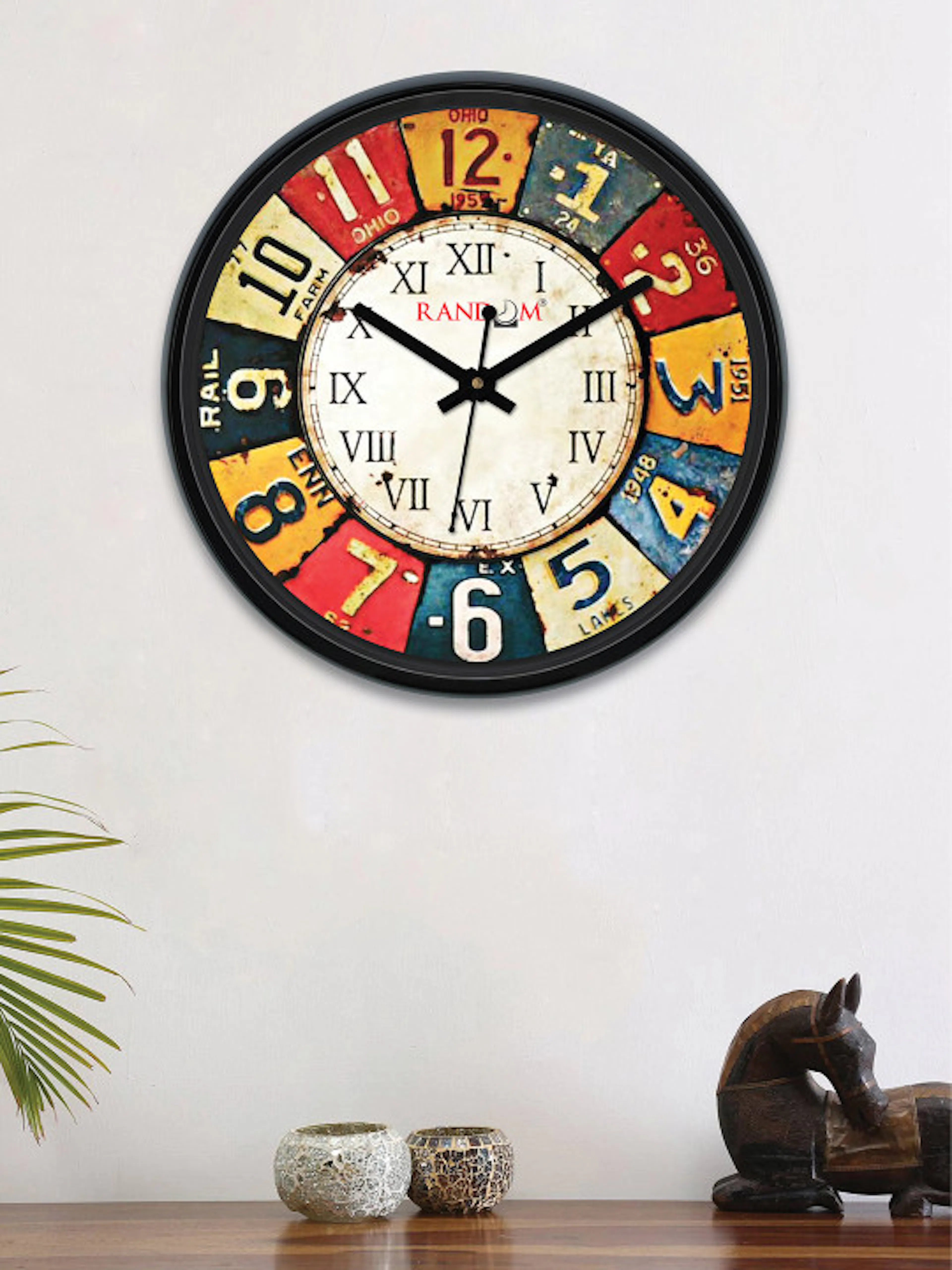 RANDOM Multicoloured Round Printed Analogue Wall Clock 30 cm