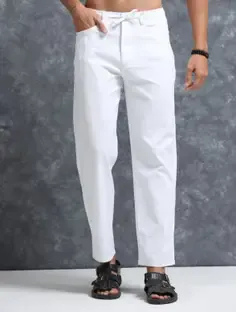 RelaxFit Loose Fit Men White Trousers