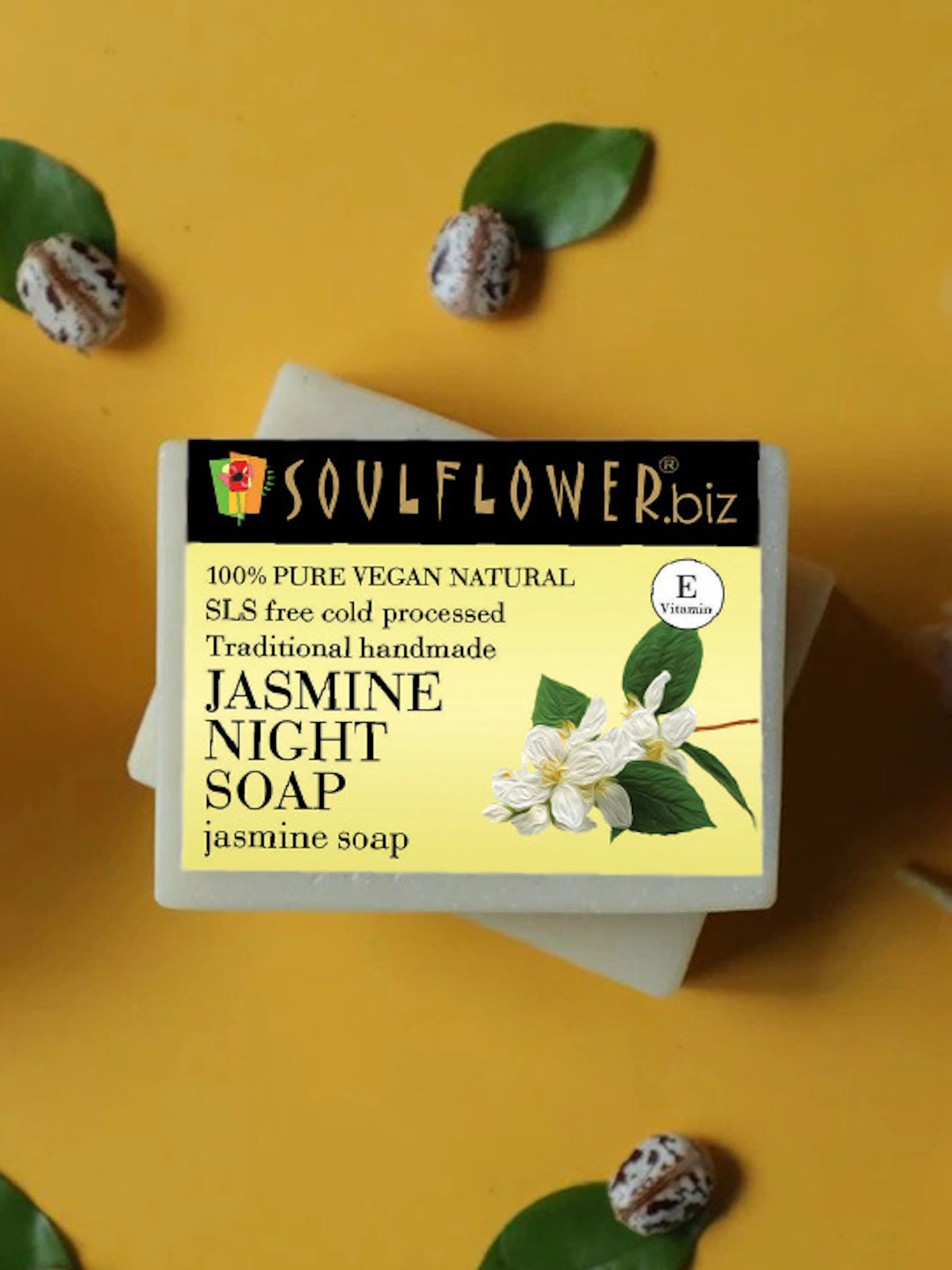 Soulflower Sustainable Unisex Pack of 2 Jasmine Night Soaps