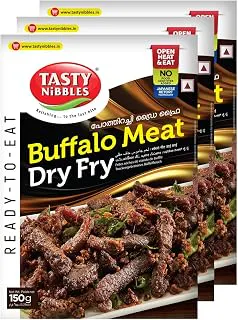 TASTY NIBBLES Ready to Eat Buffalo Meat Dry Fry 150GM Pouch| Kerala Special | Open Heat & Eat | Non-Vegetarian | No Added Preservatives | Japanese Retort Technology 150GM Pouch (Pack of 1)