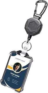 1PCS Id Card Holder Retractable, Vertical ID Badge Holder with Retractable Keychain and Lanyard, Quick Access for Office Security Areas and Event Management