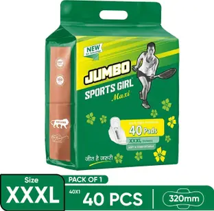 SPORTS GIRL Period Care Drynet Pad For Heavy Flow|Size XXXL Jumbo|Pack Of 1 (40 Pads) Sanitary Pad