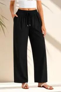 RichWear Relaxed, Comfort Fit Women Black Trousers