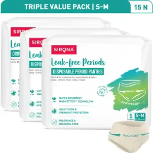 SIRONA Super Absorbent Disposable Period Panties for Women with 12 Hr Protection (S-M) Sanitary Pad