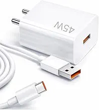 Original 45W Turbo Fast Charger with Type-C Cable Compatible with Redmi Note 14/14 Pro, 15, Poco M7 Pro/M8 5G/X7/X3/X4/Xiaomi, Redmi & Poco