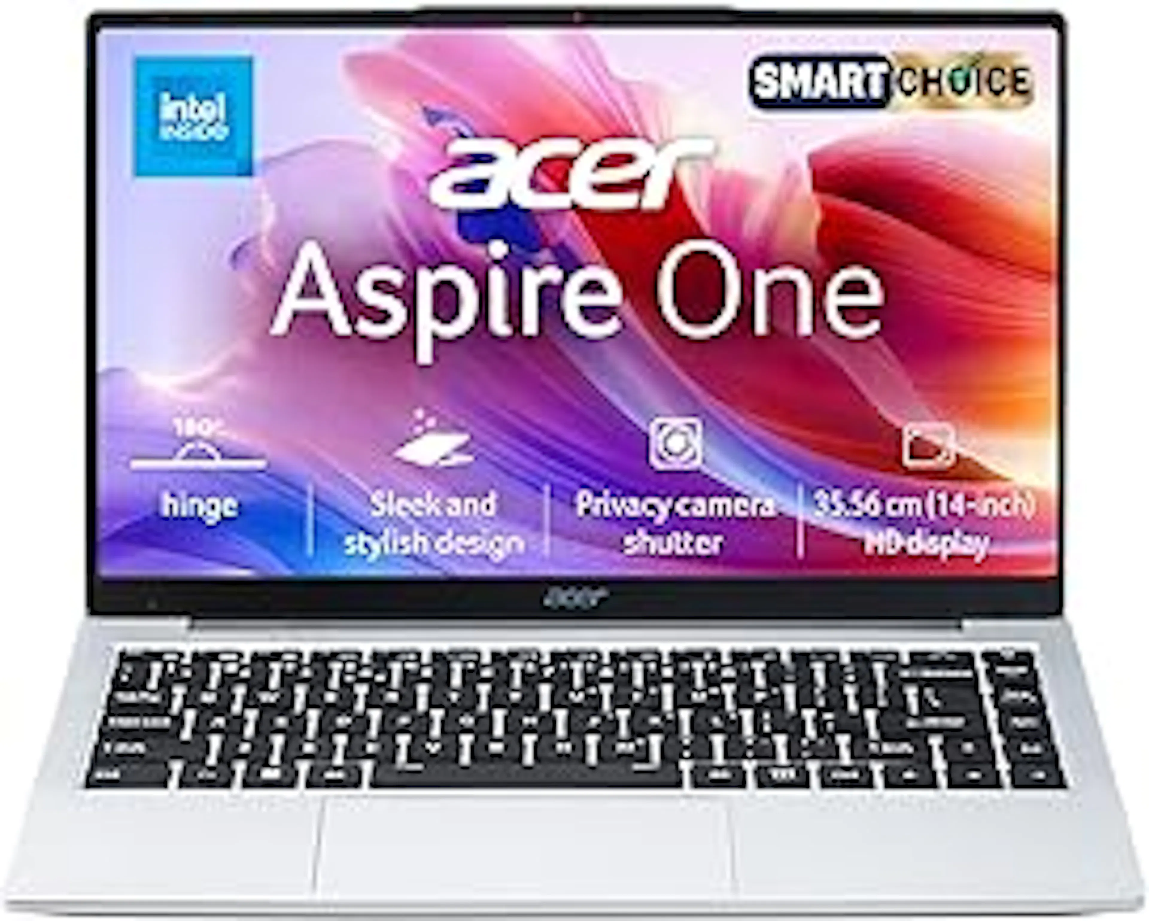 Acer Smartchoice Aspire One, Intel Core Celeron N4500, Office 2024 + M365 Basic, 12GB LPDDR4X / 256GB SSD, 14.0"/35.56cm TN HD Display, Win 11 Home, Pure Silver, 1.3KG, A114-45, Thin and Light Laptop