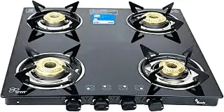 Thermador EcoFlame 4 Burner Gas Stove Glass Top Manual Ignition | Brass Plated Burners | Four Burner Gas Stove | LPG | ISI Certified | 1 Yr Manufacturer Warranty