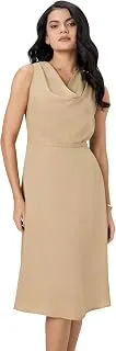 Symbol PremiumWomen's Cowl Neck Sleeveless Dress | Knee-Length | A-Line | Concealed Side Zipper (Available in Plus Sizes)