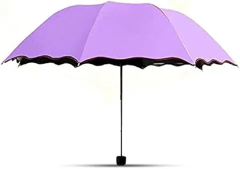 Magic Flower Folding Umbrella for Women | Windproof UV Protection Sun & Rain Umbrella | Lightweight Portable 3-Fold Travel Umbrella |