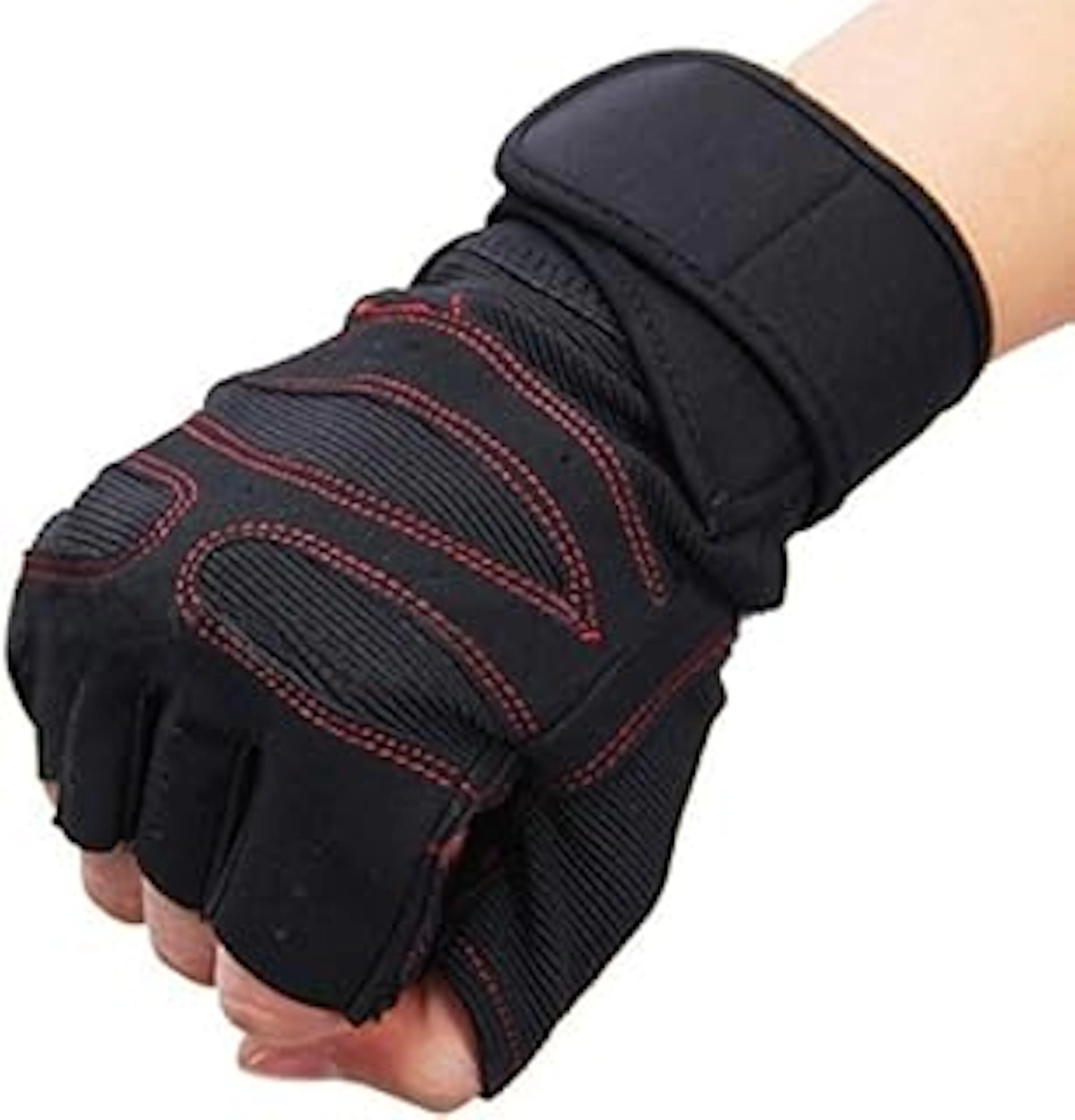 serveuttam Leosportz Workout Gloves With Wrist Support For Gym Workouts, Pull Ups, Cross Training, Weightlifting, Calisthenics, Wod- Silicone Padding - Great Hand Grip & No Calluses (Red), Free Size