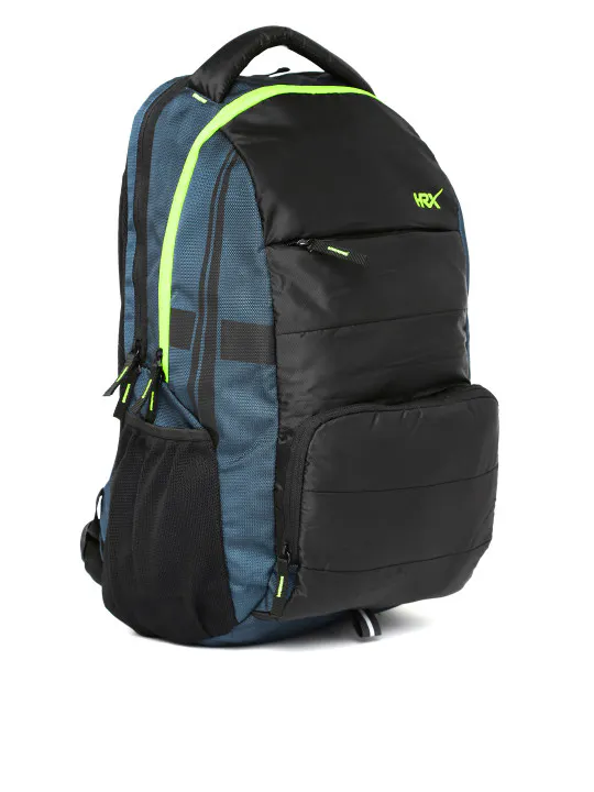 HRX by Hrithik Roshan Unisex Black & Navy Blue Colourblocked Multiutility Laptop Backpack