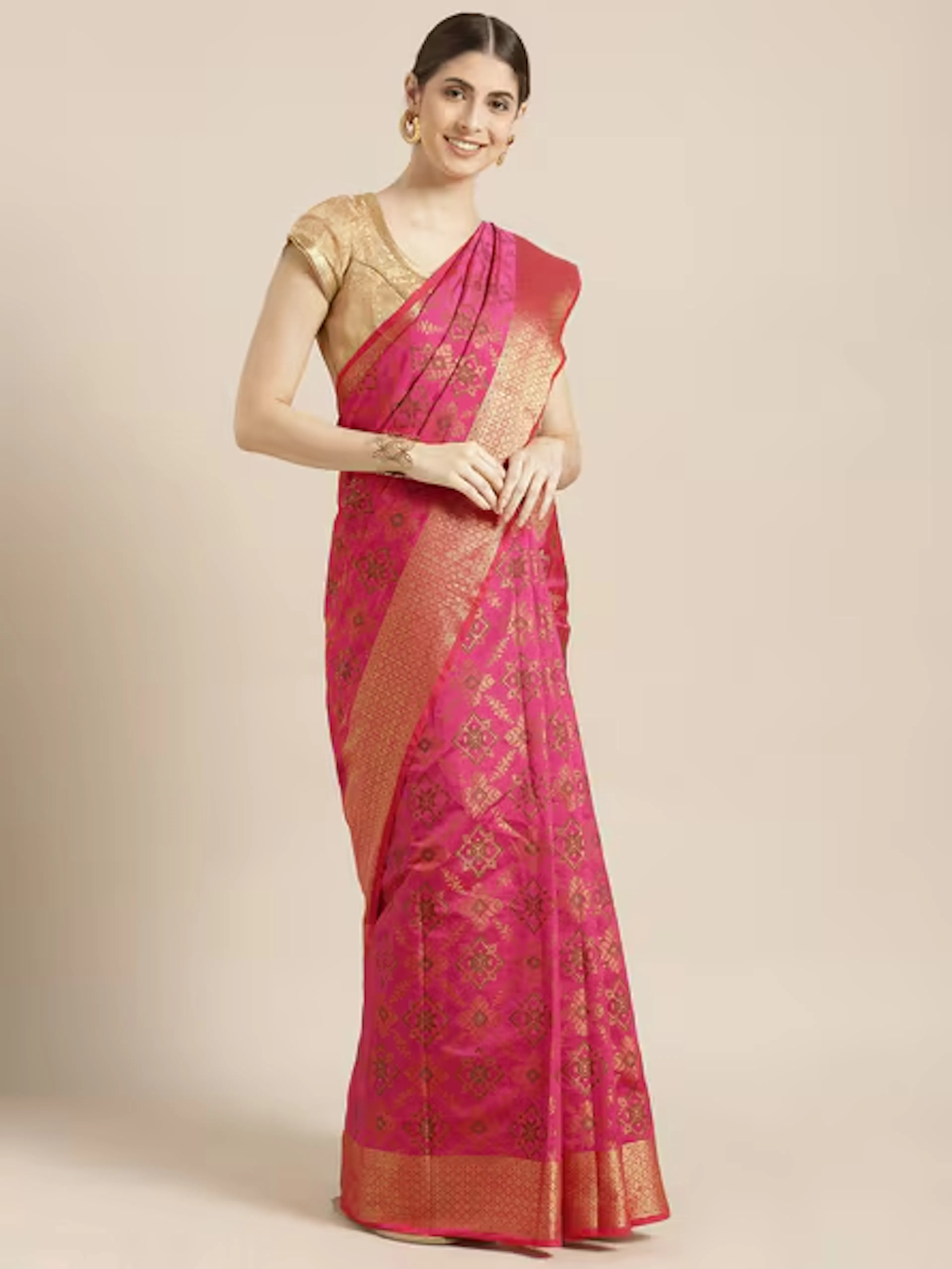 Checked Zari Woven Saree