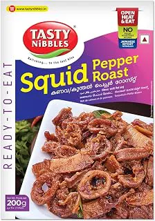 TASTY NIBBLES Ready to Eat Kerala Special Squid Pepper Roast| Koonthal Roast | Kanava Roast| Open Heat & Eat | Non-Vegetarian | No Added Preservatives | Japanese Retort Technology 200GM (Pack of 1)