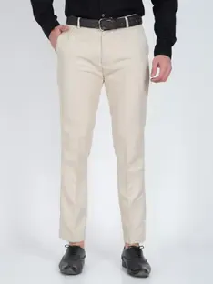 CYPHUS Regular Fit Men Cream Trousers