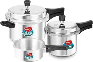 Pigeon By Stovekraft Special Aluminium Pressure Cooker Combo with Outer Lid Gas Stove Compatible 2, 3, 5 Litre Capacity for Healthy Cooking (Silver)