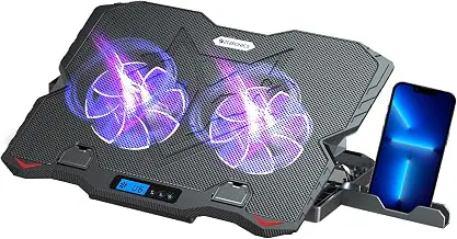 Zebronics NC5500D Powerful Laptop Cooler with Dual 125mm Fans, Silent Operation, Adjustable Fan Speed, Display, Controls, USB, 5 Step Retractable Stand and Mobile Holder