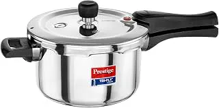 Prestige 3 Litre TRIPLY Svachh Outer Lid Pressure Cooker | Deep Lid for Spillage Control | Gas & Induction Compatible | Gasket Release System | Visual Pressure Indicator | 5Y Warranty | ISI