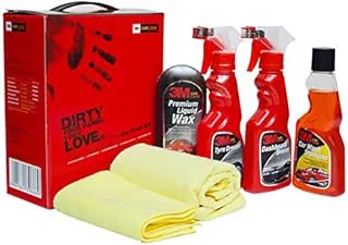 3M Large Car Care Kit | Car Shampoo | Tyre Dresser | Dashboard Dresser | Liquid Wax | Microfiber Cloth (All in One) Liquid