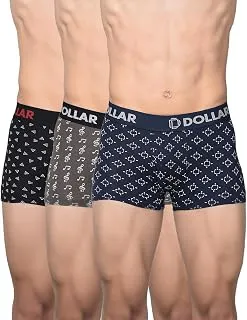 Dollar BigbossMen's Assorted Pack of 3 Cotton Trunk (Colour & Print May Vary)