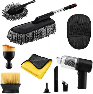 Verivue Mirrors 7 PCS Car Cleaning Kit with 3-in-1 Mini Vacuum Cleaner, Microfiber Cloth,Big Duster,Car Cleaning Sprey,Wheel Brush,AC Vent Brush&Interior Dust Brush,for velar,Truck