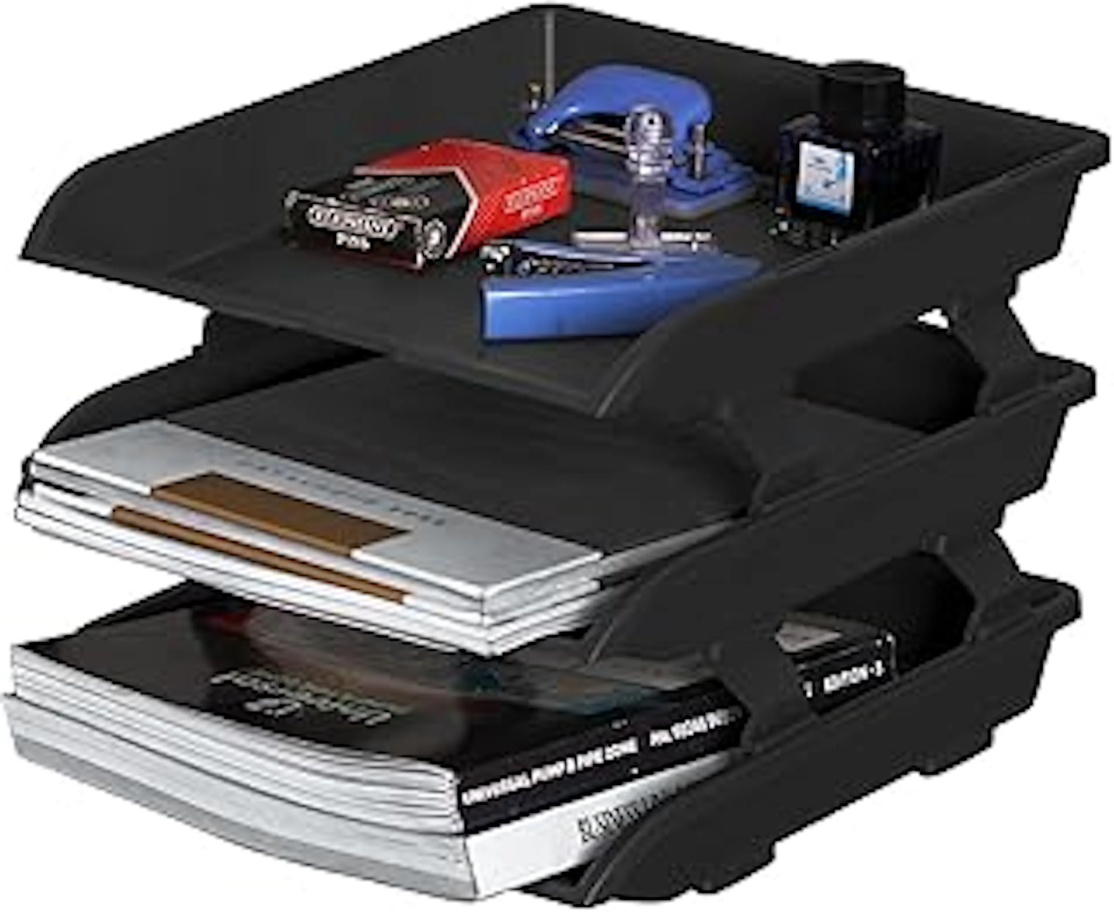 Primelife File Tray Rack ABS Plastics | Foldable Office Desk Accessories | Durable & Sturdy | Easy Assembly | Efficient Organizer | Plastic Office Stationery Files Layer Rack -3LAYER(Black)