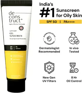 Deconstruct Sunscreen - SPF 50 PA++++ Lightweight Gel Sunscreen for Oily Skin | Travel Pack | For Men & Women